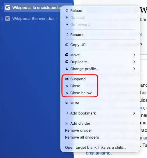 Context menu