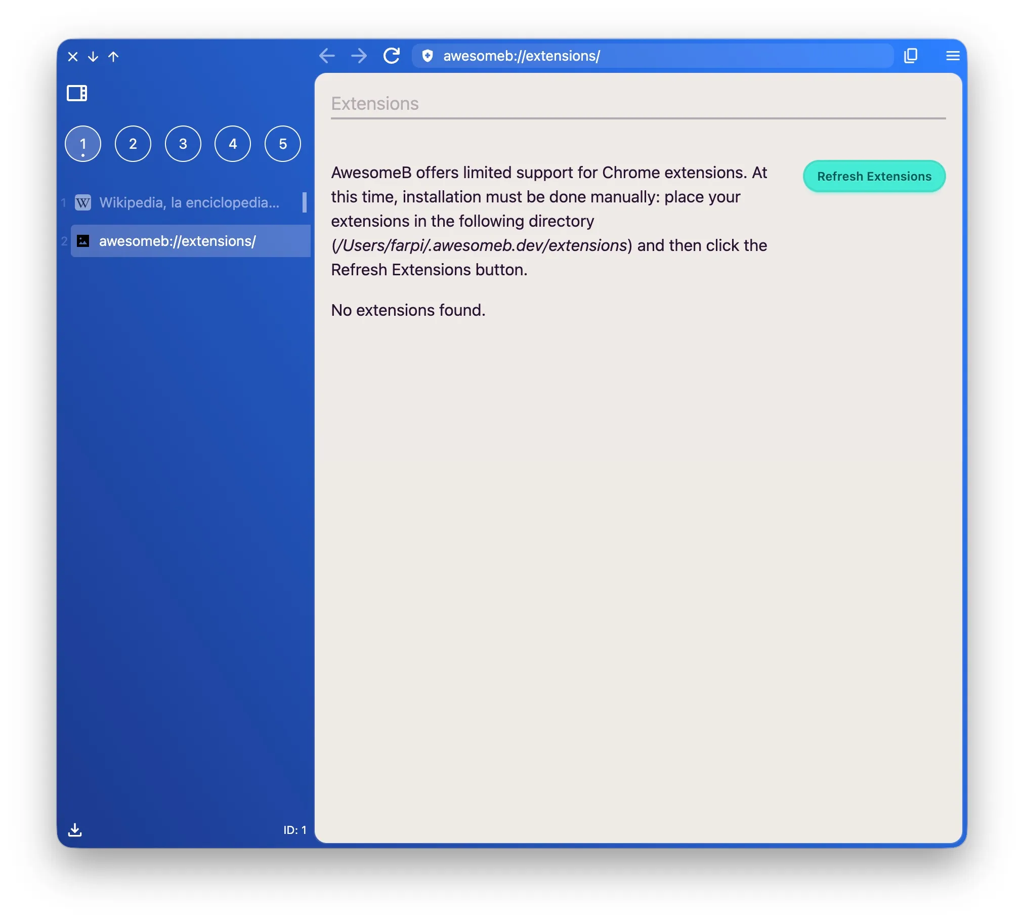 Extensions management