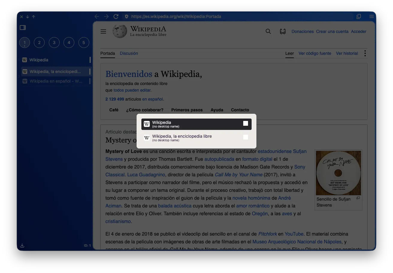 Tab switcher