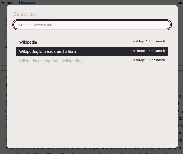 Search for a tab