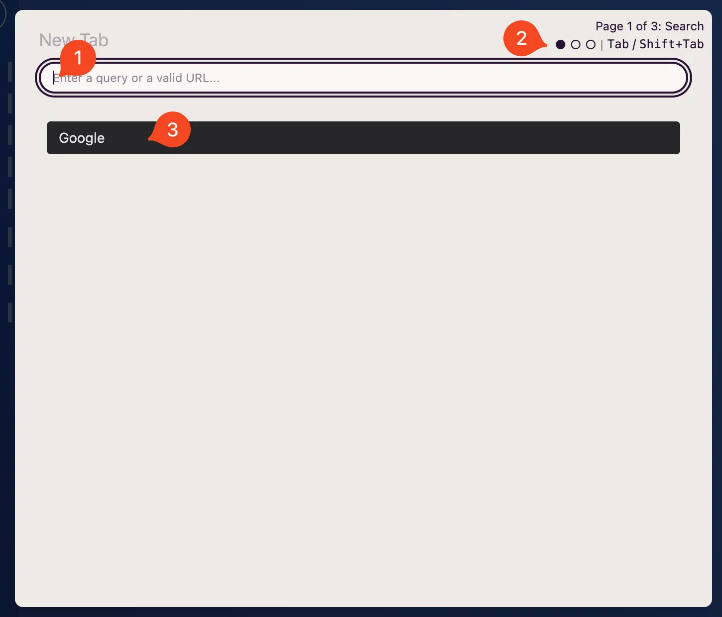New tab modal