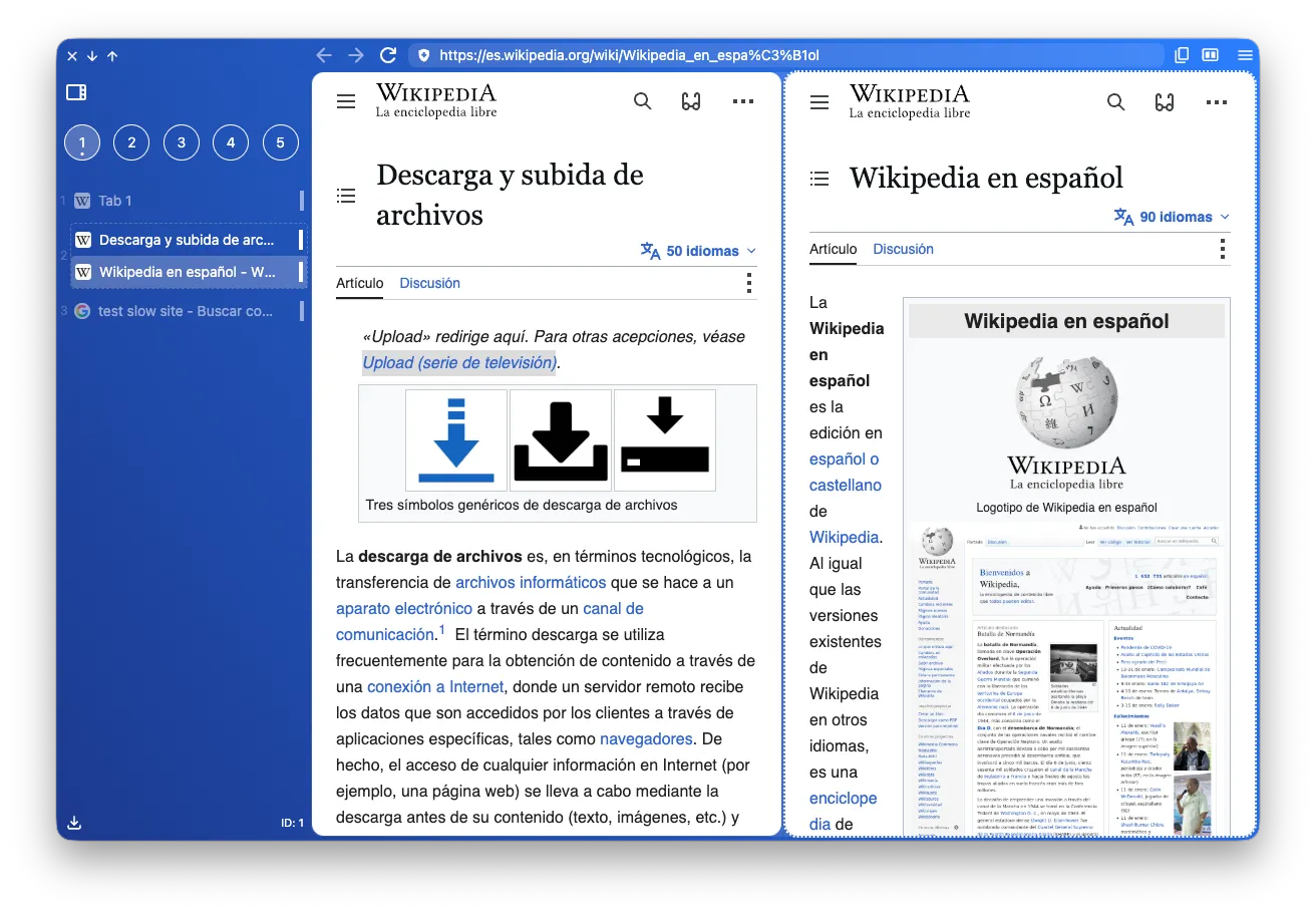 Two tabs in split format