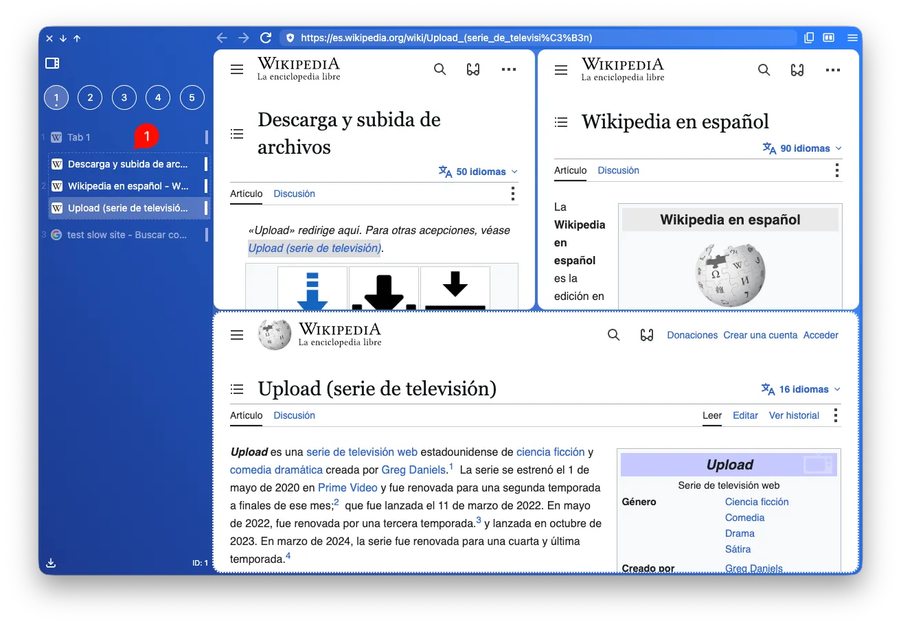 Three tabs in split format
