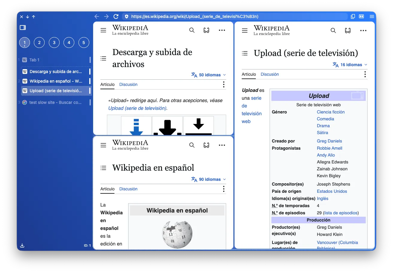 Tabs in horizontal and vertical formats
